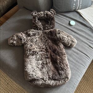 Restoration hardware baby and child one size brown fur bear bunt wrap
